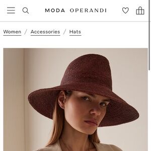 Janessa Leone Burgundy Wide-Brim Hat